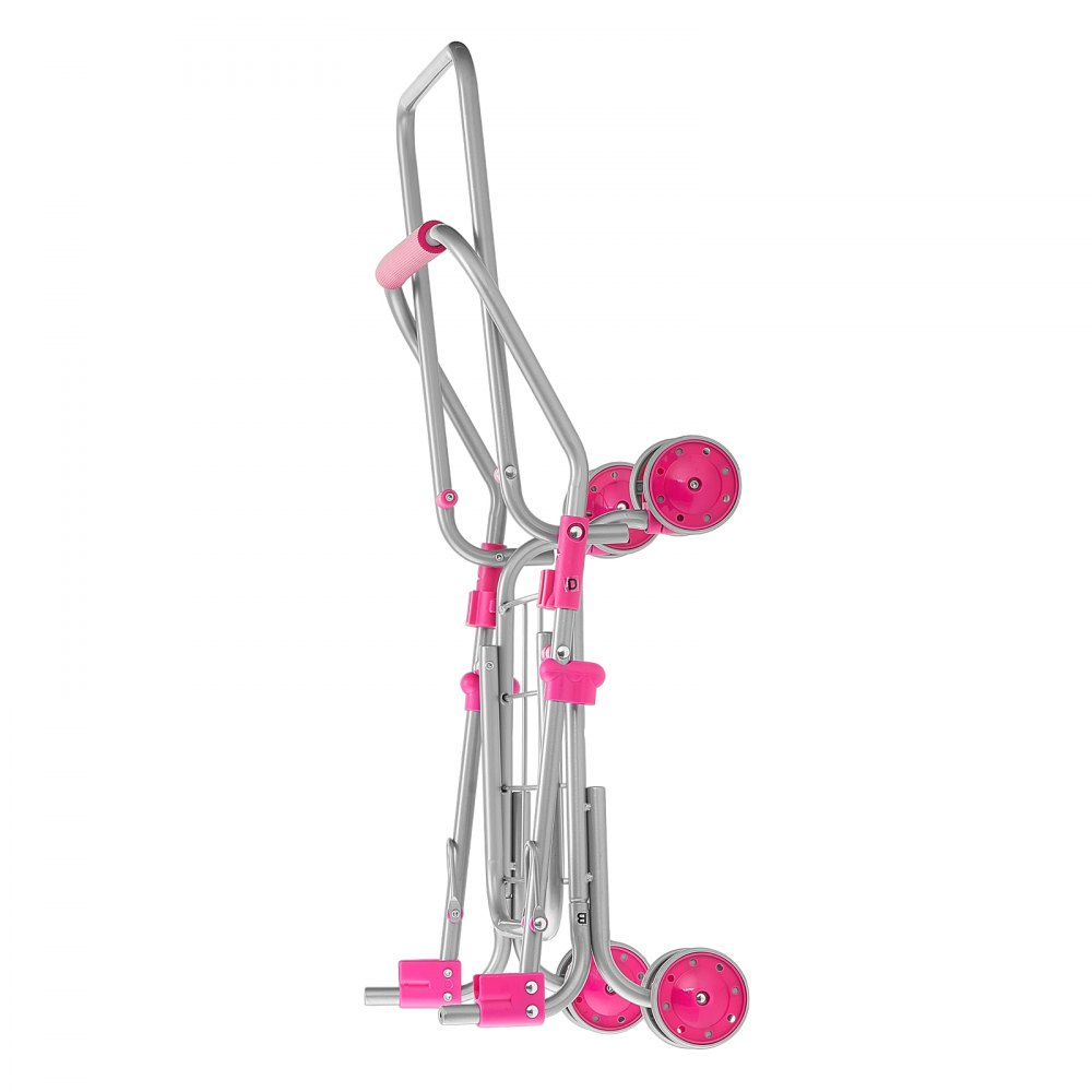 VEVOR Carrito de Compras Infantil Plegable de Metal con Cesta de 7L, Ruedas 360°, Doble Almacenamiento, Muñeca, Asiento para Muñeca, Carrito de Supermercado de Juguete para Niños de 3 Años en Adelante