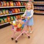 VEVOR Shopping Cart for Kids, Sturdy Steel Frame, Grocery Store Pretend Play Toy with Wheels, Dense Mesh Basket, Toy Shopping Cart Trolley, Foldable Design, Flip-Open Back, for Kids & Toddlers Ages 3+