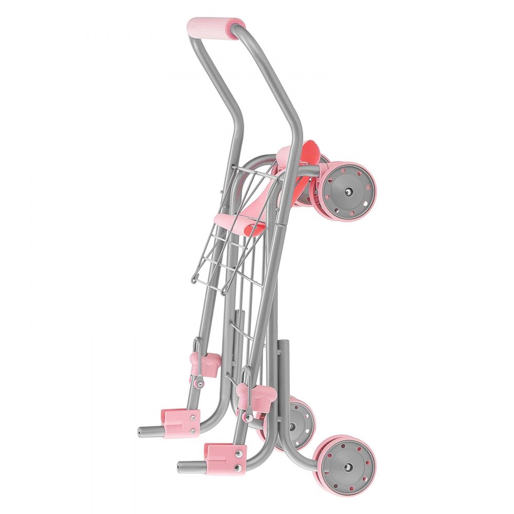 VEVOR Carrito de Compras Infantil, Estructura de Metal, Carrito de Supermercado de Juguete con Muñeca, Doble Almacenamiento, Cesta de 6 L, Ruedas de PP y Asa de EVA para Niños de 3 Años en Adelante