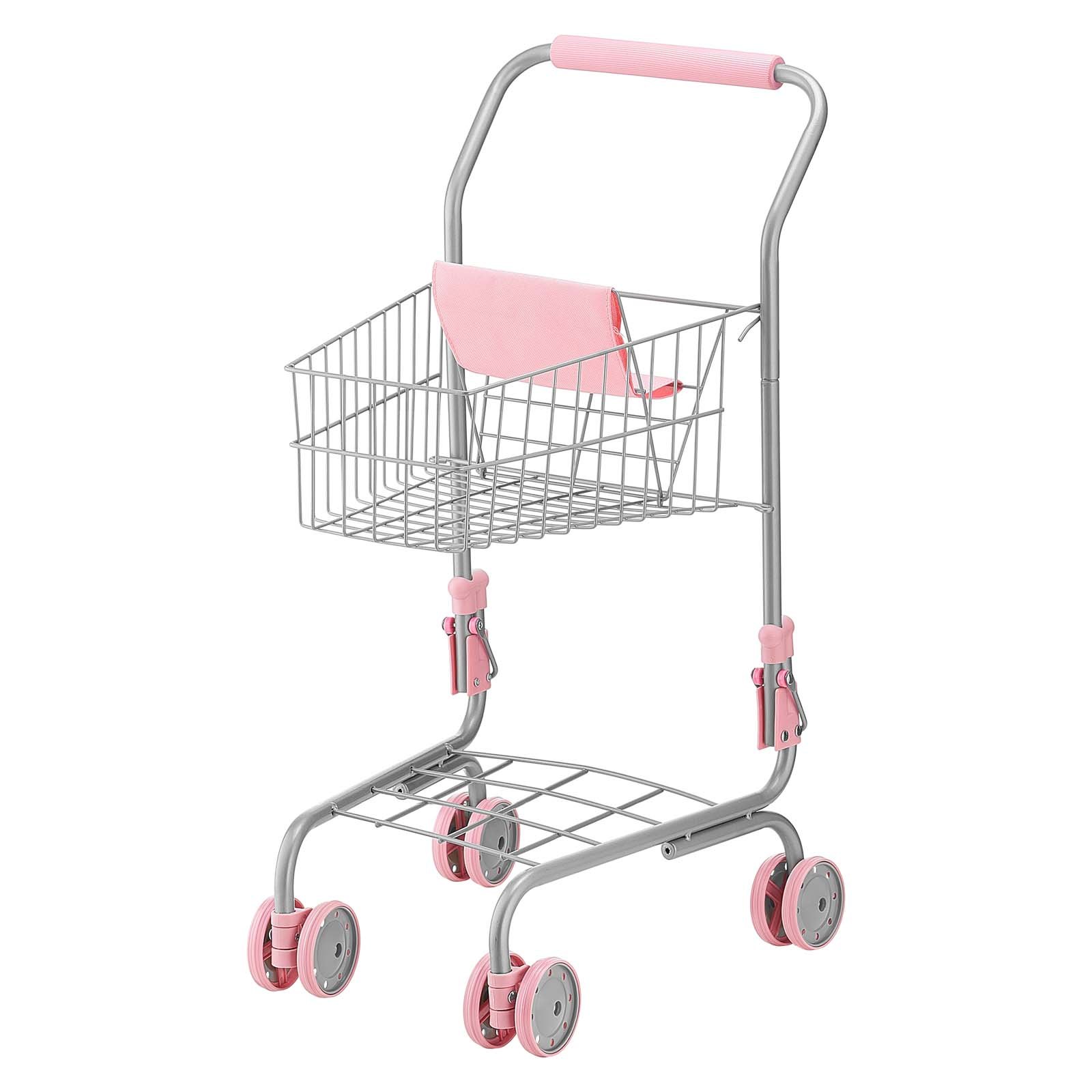 VEVOR Carrito de Compras Infantil, Estructura de Metal, Carrito de Supermercado de Juguete con Muñeca, Doble Almacenamiento, Cesta de 6 L, Ruedas de PP y Asa de EVA para Niños de 3 Años en Adelante