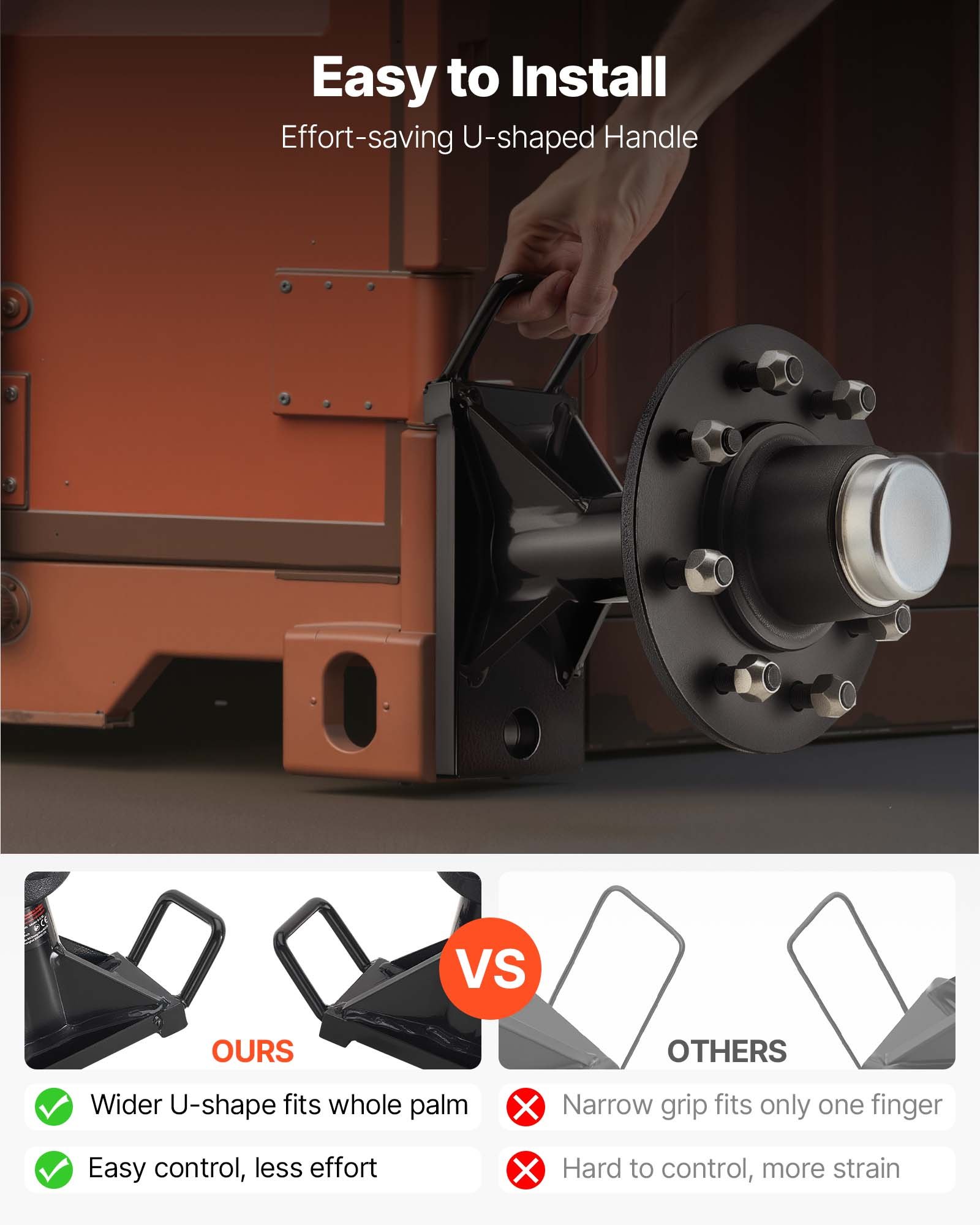 VEVOR Shipping Container Wheels 8-Lug Wheels Kit, Heavy Duty Shipping Container Axle with Ratchet Tie Down-Moves 6 m-12 m, Secure Transport for Dock, Warehouse, Construction Site, Black