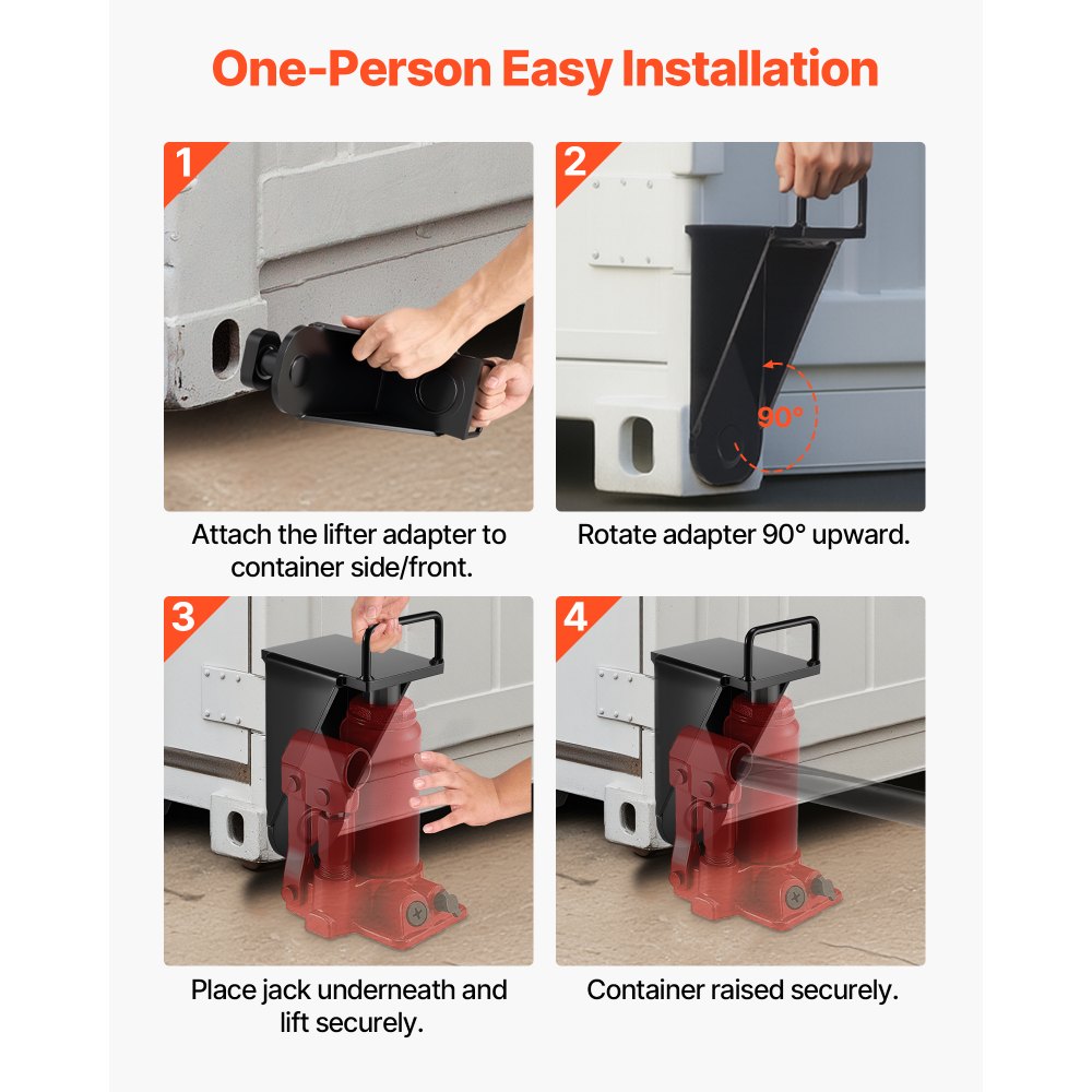VEVOR Gato Hidráulico para Contenedores, con Asa en Forma de U, 5,6 T, Resistente al Sol y a la Lluvia, con Argolla de Elevación para la Industria Naviera, Logística y Gestión de Almacenes, Negro