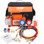 VEVOR Bomba de Vacío Aire Acondicionado 100 L/min Bomba de Vacío Refrigeración HVAC 150 W Kit Manómetros y Manguera Goma Tricolor 1440 rpm Bolsa de Transporte para R134a R1234yf Auto Frigorífico