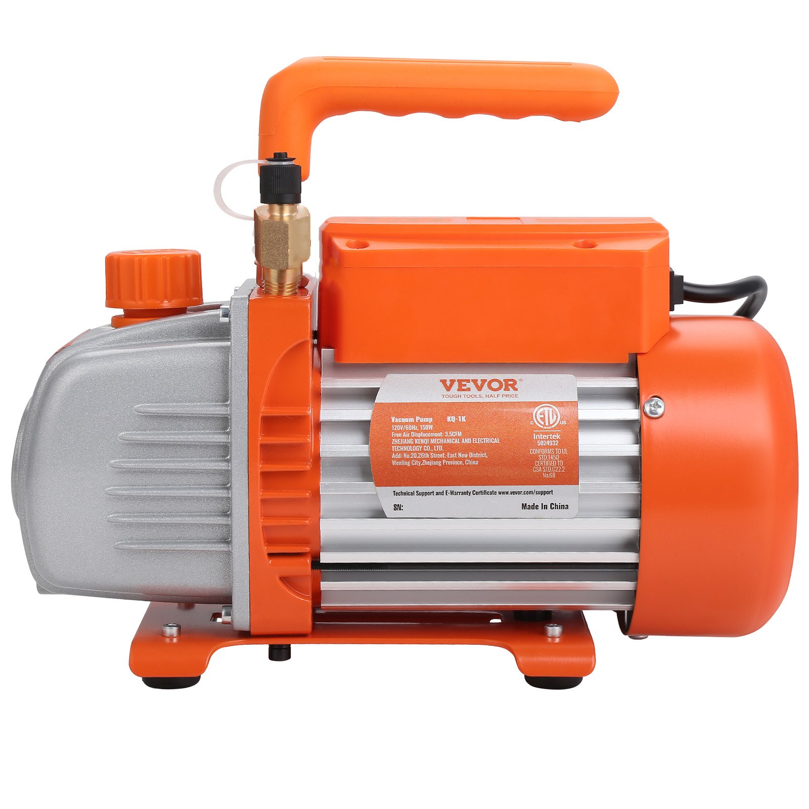 VEVOR Bomba de Vacío Aire Acondicionado 100 L/min Bomba de Vacío Refrigeración HVAC 150 W Kit Manómetros y Manguera Goma Tricolor 1440 rpm Bolsa de Transporte para R134a R1234yf Auto Frigorífico