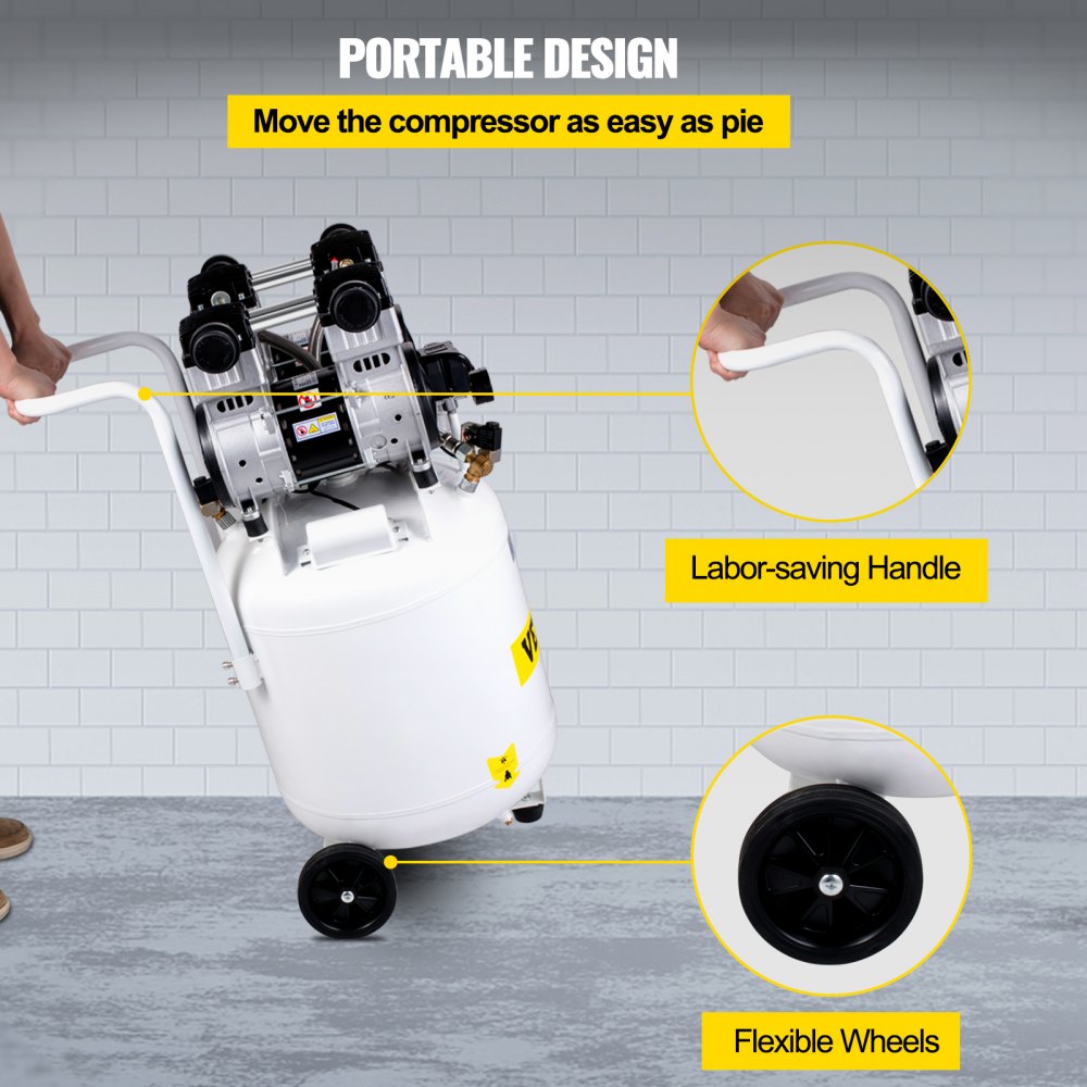 VEVOR Compresor de Aire Compresor Neumático 2200 W 220 V Compresor Silencioso con Tanque 90 L Compresor de Aire sin Aceite Compresor de Aire