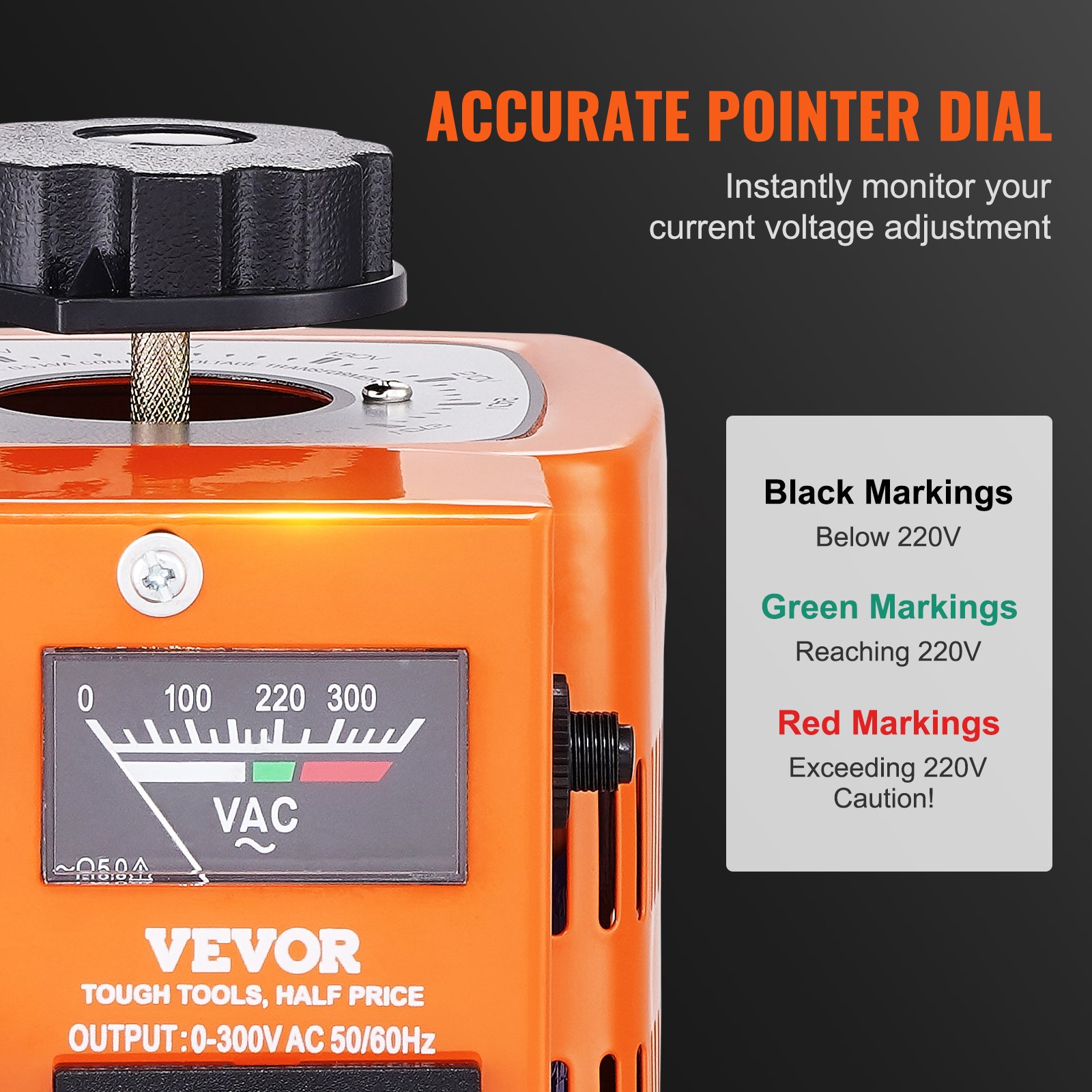 VEVOR Transformador de voltaje variable automático de 500 VA, 1,7 A, entrada de 230 V, salida de 0-300 V, regulador de voltaje de CA 4 fusibles, interruptor de control térmico para oficina industrial