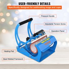 VEVOR Prensa Térmica de Calor para Tazas 560 W 11 oz 20 oz Prensa de Tazas 0 - 428°F Azul Máquina de Sublimación de Tazas para Transferir Imágenes