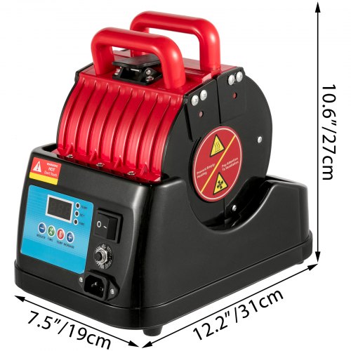 VEVOR Máquina de Transferencia de Calor para Tazas con Temperatura de 400 ℃, Prensas Térmicas para Cups Tiempo de 999 S, Prensa de Calor para Botellas 600 W 50 Hz con Placa Calefactora Rojo