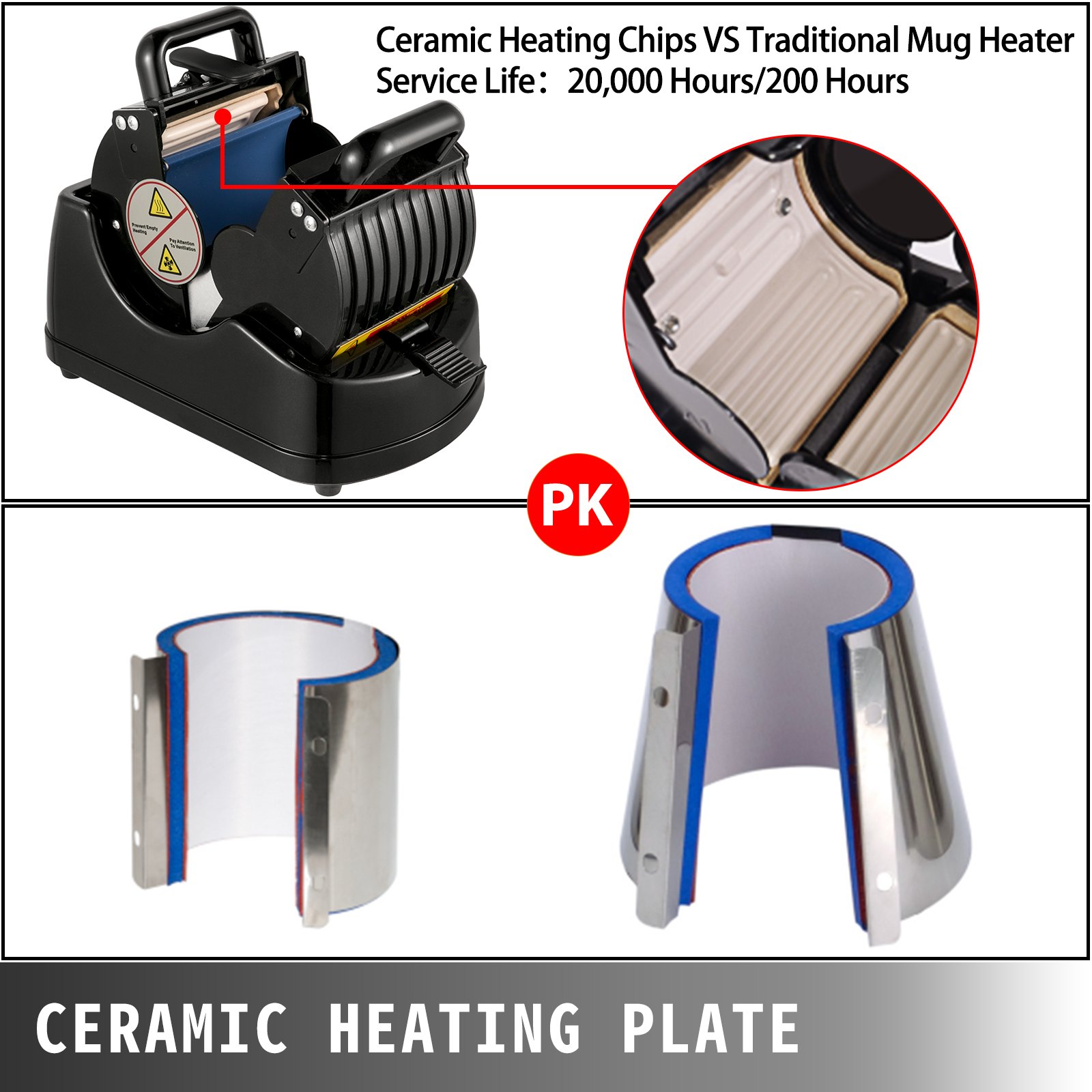 Prensa De Calor Para Botellas Tazas Con Temperatura 400 ℃ Cable 1,5 M Negro