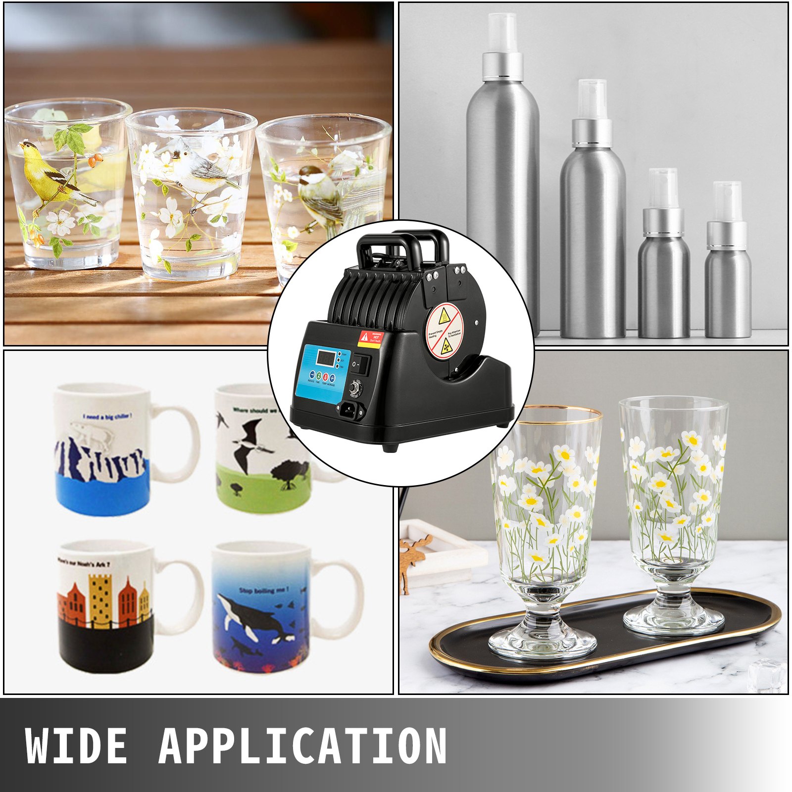 Prensa De Calor Para Botellas Tazas Con Temperatura 400 ℃ Cable 1,5 M Negro
