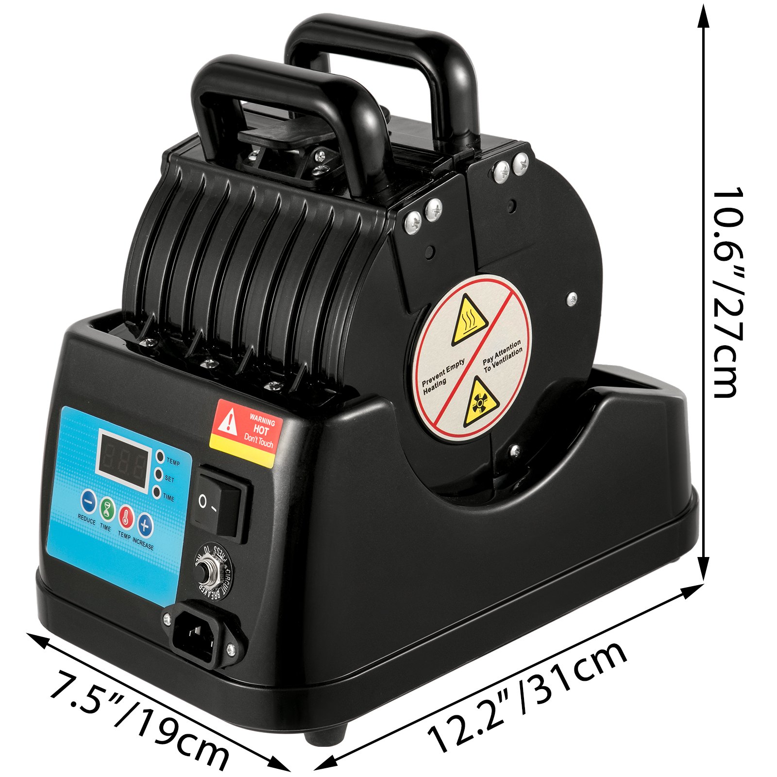 Prensa De Calor Para Botellas Tazas Con Temperatura 400 ℃ Cable 1,5 M Negro