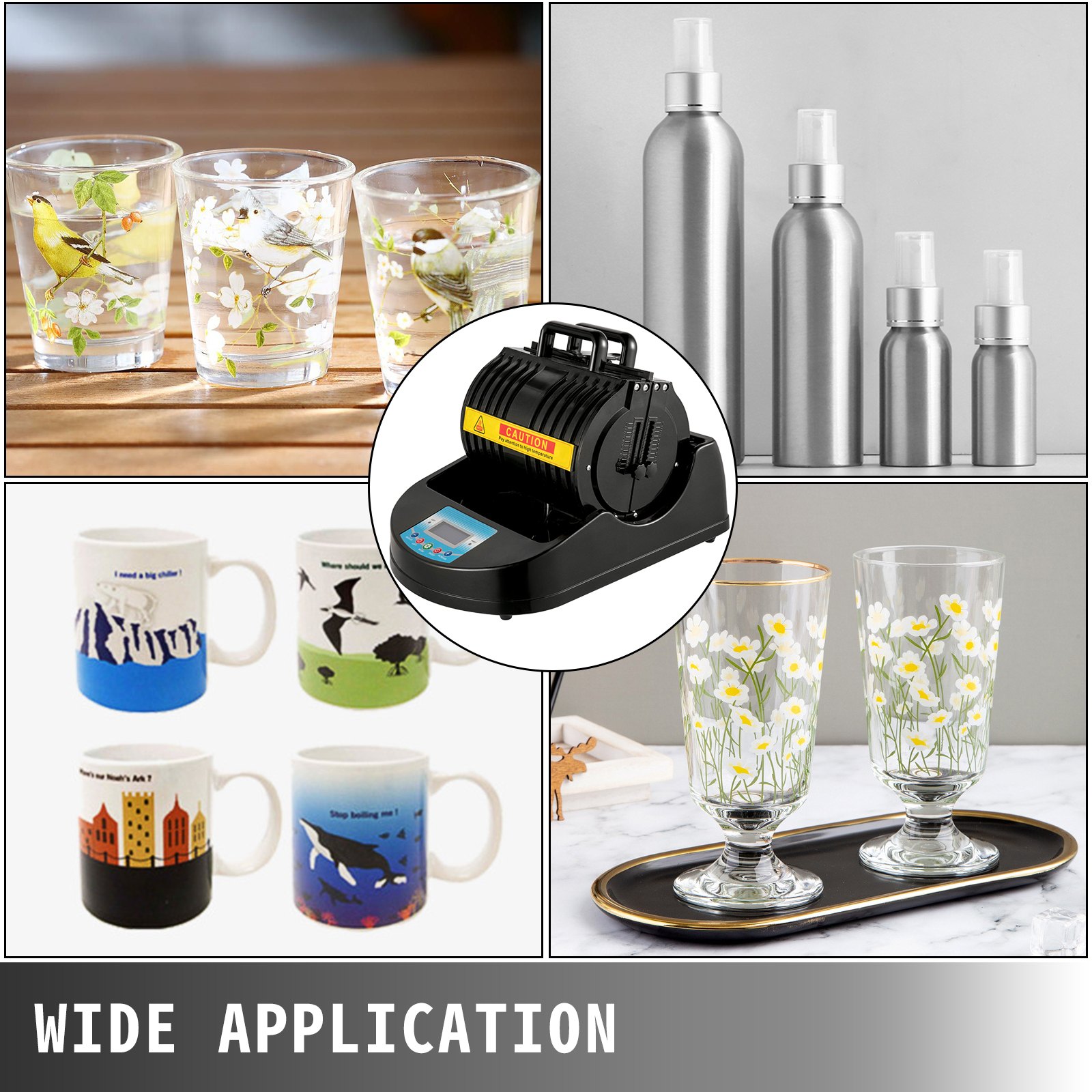 Prensa Térmica Para Tazas 1300 W 60 Hz Temperatura 300 ℃ Pantalla Digital Negro