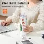 VEVOR Paquete de 12 Vasos de Sublimación Vaso Vacío de 20 oz 591,5 ml Vasos de Acero Inoxidable de Doble Pared Botella Sublimable con Pajita, Tapa, Cepillo, Base, Envoltura Retráctil, Caja Regalo