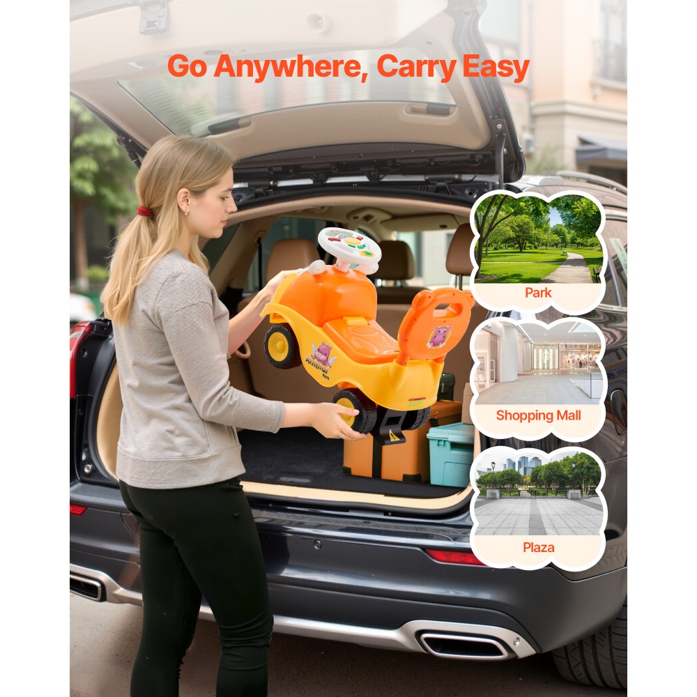 VEVOR Coche Correpasillos, Correpasillos para Niños 500 x 240 x 415 mm con Bocina y Música, Espacio de Almacenamiento Bajo el Asiento, Carga de 22 kg, Andador para Niños Pequeños de 19 a 36 Meses