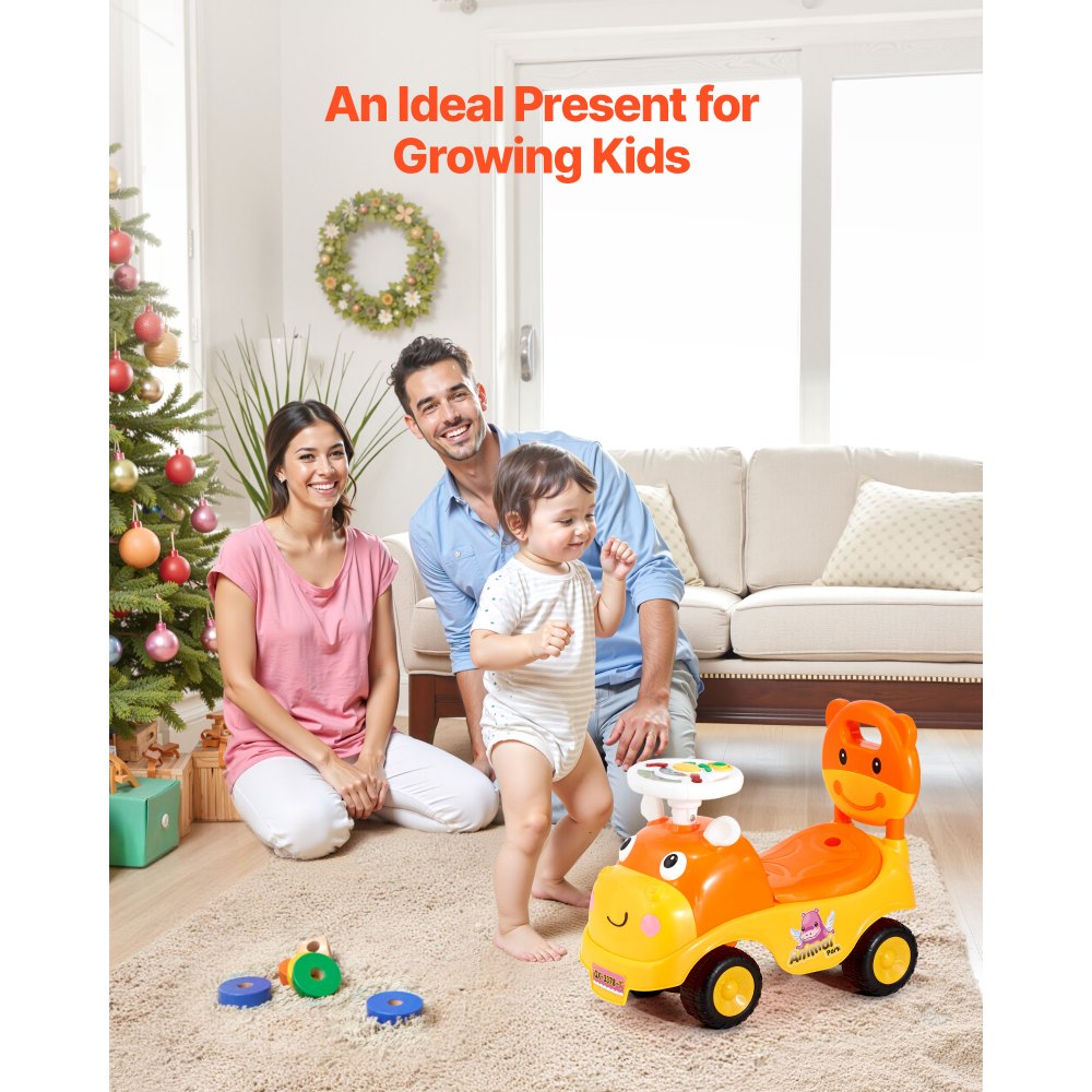 VEVOR Coche Correpasillos, Correpasillos para Niños 500 x 240 x 415 mm con Bocina y Música, Espacio de Almacenamiento Bajo el Asiento, Carga de 22 kg, Andador para Niños Pequeños de 19 a 36 Meses