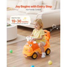 VEVOR Coche Correpasillos, Correpasillos para Niños 500 x 240 x 415 mm con Bocina y Música, Espacio de Almacenamiento Bajo el Asiento, Carga de 22 kg, Andador para Niños Pequeños de 19 a 36 Meses