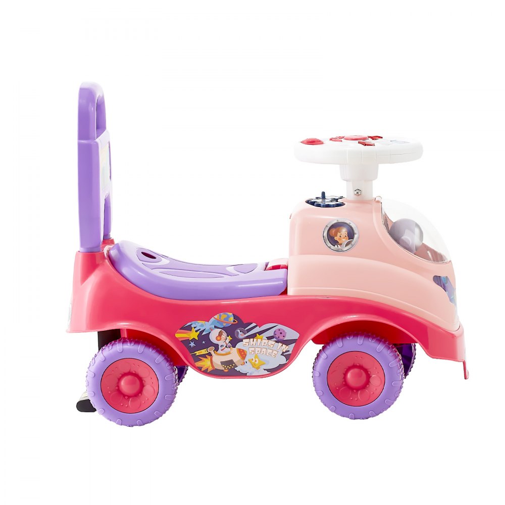 VEVOR Ride On Toddler Push Car, Push Car for Toddler 19 to 36 Months, Kids Ride On Toy with Horn & Music, 22 kg Load Capacity, Under-seat Storage, Foot-to-Floor Walker for Toddlers Boys Girls, Pink