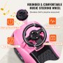 Coche de paseo VEVOR rosa con volante musical, efectos de sonido de arranque y compartimento para batería.