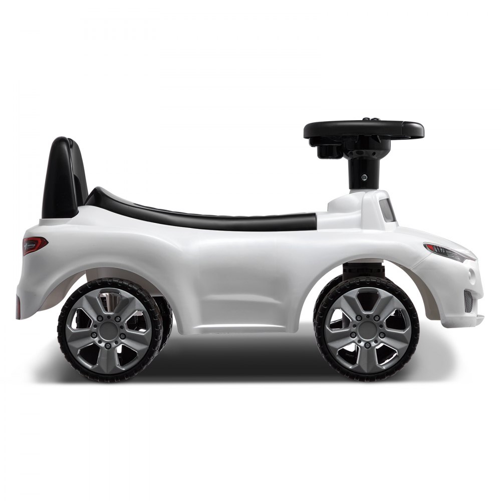 VEVOR Ride-On Car for Toddlers, Ages 1-3, Ride Racer, Ride-On Toy for Toddlers for Sitting and Standing, Classic Ride-On Car for Children with Musical Steering Wheel and Storage Under the Seat, Ride-On Toy for Boys and Girls, White