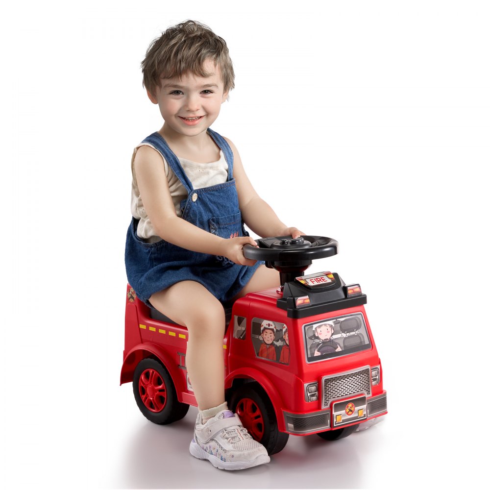 VEVOR Coche de paseo para niños pequeños, de 1 a 3 años, Ride Racer, juguete para montar para niños pequeños, coche clásico para niños con volante musical y almacenamiento debajo del asiento, juguete para montar para niños y niñas, rojo
