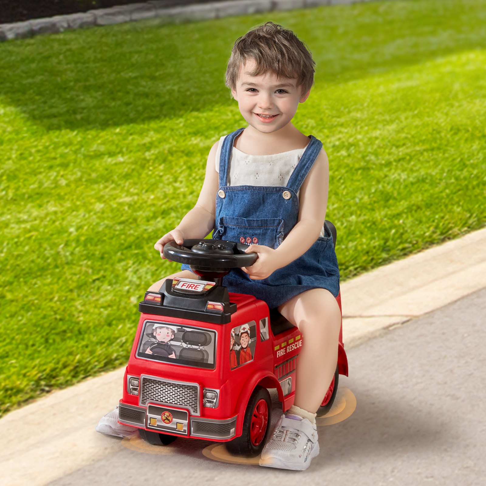 VEVOR Ride-On Car for Toddlers, Ages 1-3, Ride Racer, Ride-On Toy for Toddlers for Sitting and Standing, Classic Ride-On Car for Children with Musical Steering Wheel and Storage Under the Seat, Ride-On Toy for Boys and Girls, Red