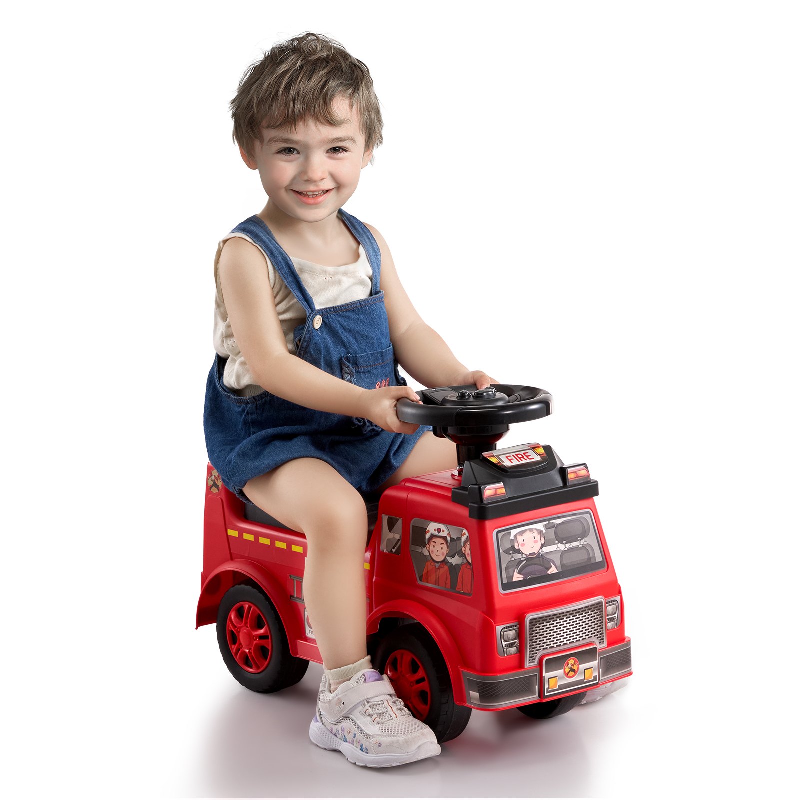 VEVOR Coche de paseo para niños pequeños, de 1 a 3 años, Ride Racer, juguete para montar para niños pequeños, coche clásico para niños con volante musical y almacenamiento debajo del asiento, juguete para montar para niños y niñas, rojo