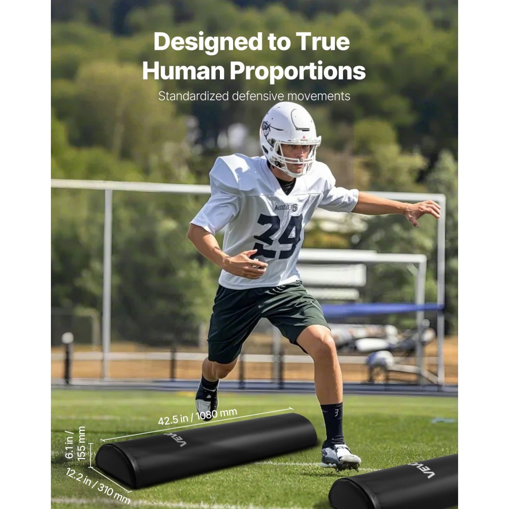 VEVOR Football Tackling Dummy PVC Step-Over Dummy, High-Density Sponge Blocking Pad (1080 x 310 x 155 mm), Robust Training Dummies with Handles, Ideal for Footwork Drills, Sports Training, 2 pcs.