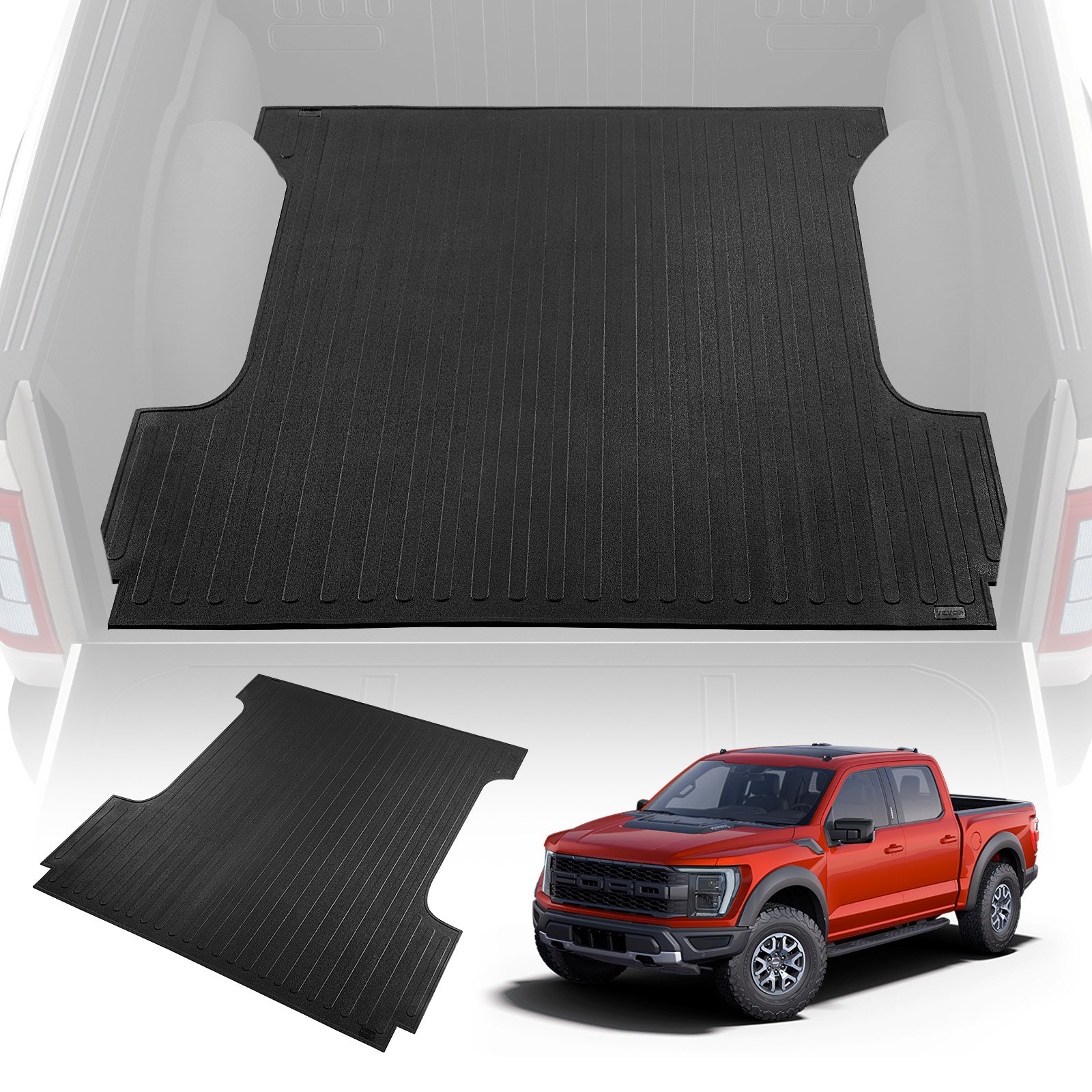 FORD F150 Truck Bed Mat 2015-2023, 1690 x 1625 x 6.2 mm, Non-Slip, Scratch-Resistant Rubber Bed Mat, Black, Easy to Clean, 6.2 mm Thick Mattress, Ideal for Transporting Goods
