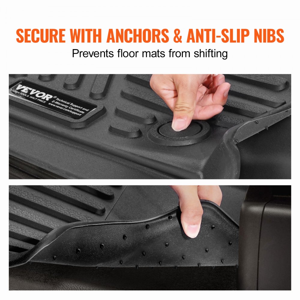 VEVOR car floor mats suitable for Dodge Ram 1500/2500/3500, 1500 Classic 2013-2018/2019-2022, 3-piece set, inserts for the front and second row, weatherproof custom-fit TPE floor mats for trucks