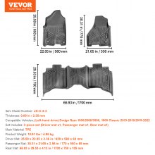 VEVOR Alfombrillas para Coche Dodge Ram 1500/2500/3500 1500 Clásico 2013-2022