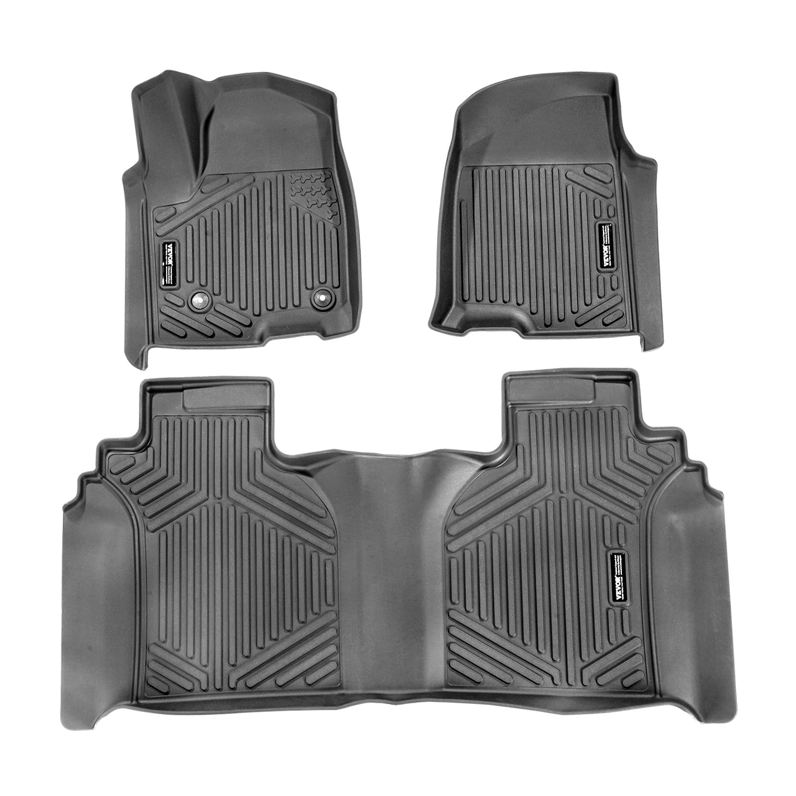 VEVOR Alfombrillas para Automóvil, Chevrolet Silverado/GMC Sierra 1500, 2500/3500 HD 2019-2024/2020-2024, 3 Piezas de Revestimientos para la Primera y Segunda Fila, TPE, para Todo Tipo de Clima, Negro