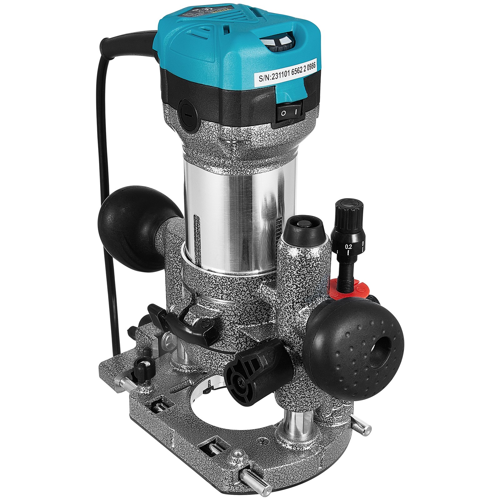 VEVOR Fresadora Eléctrica 4 pcs, Fresadora Madera Recortadora de Mano, Enrutador Compacto de Arranque Suave 1,25 HP, 30.000 RPM de Velocidad Variable, Recortadora de Mano Eléctrico de 710 W