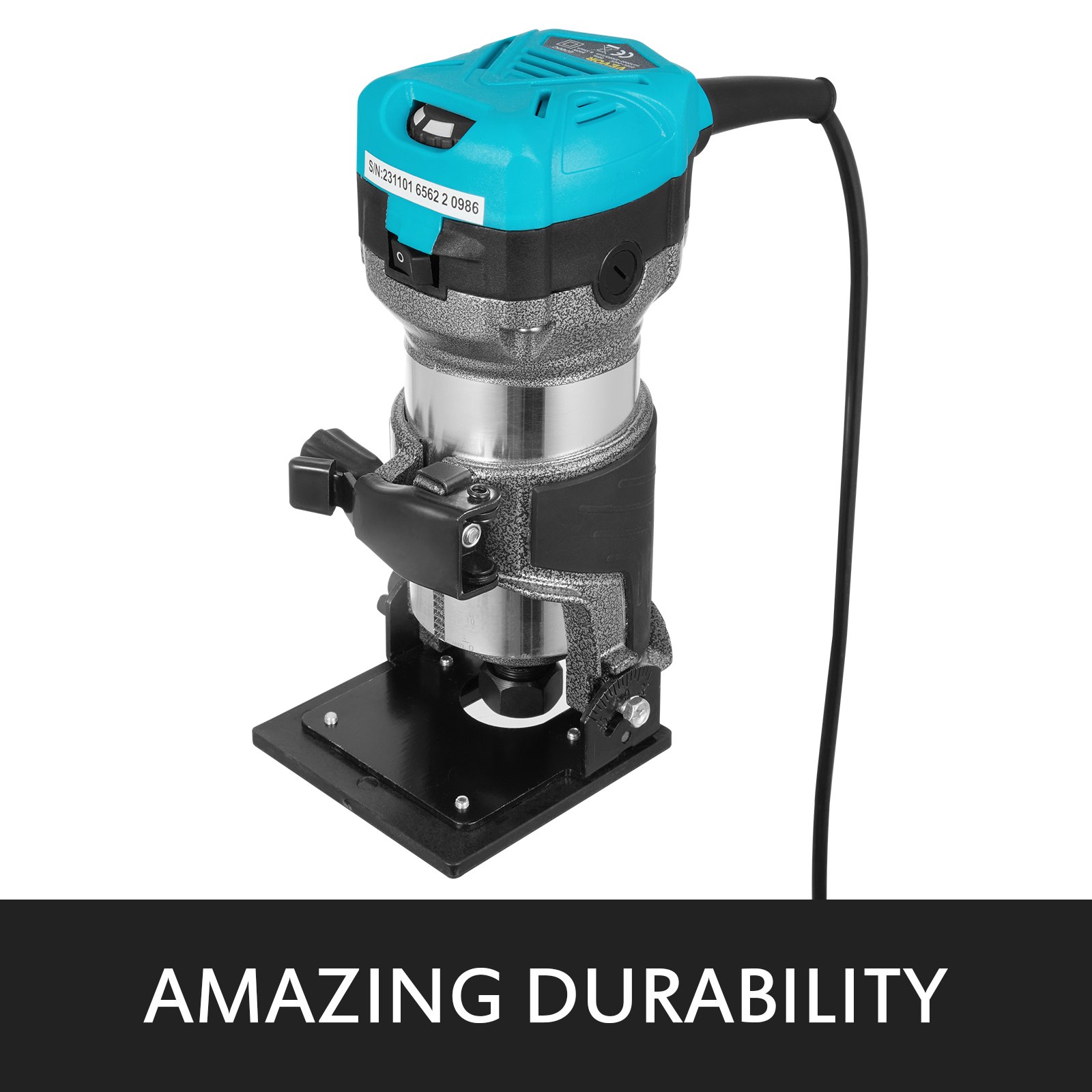 VEVOR Fresadora Eléctrica 4 pcs, Fresadora Madera Recortadora de Mano, Enrutador Compacto de Arranque Suave 1,25 HP, 30.000 RPM de Velocidad Variable, Recortadora de Mano Eléctrico de 710 W