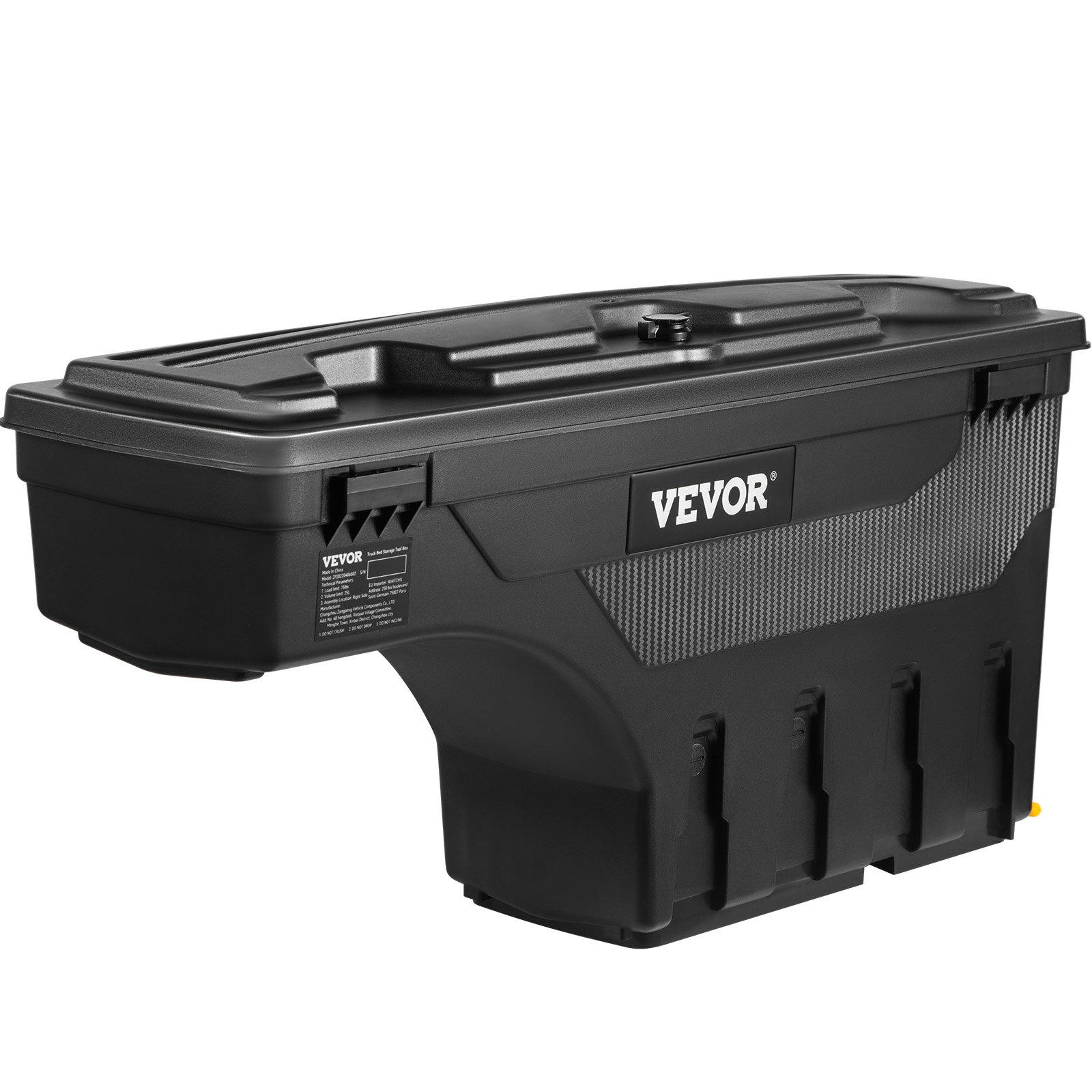 VEVOR Caja de Herramientas para Camión 25 L ABS Caja de Almacenamiento con Cerradura y Llave para Almacenamiento de Volcado de Coche, Compatible con Ford F-150 2015-2021, Lado del Pasajero, Negro