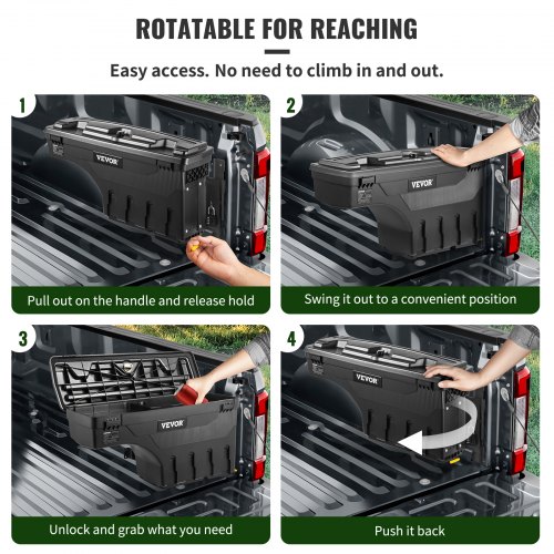 VEVOR Caja de Herramientas para Camión Capacidad 25 L Organizador de Maletero de Coche Material de ABS y Acero al Carbono Caja de Almacenamiento 925x280x425 mm con Pivote para Pasajero Super Duty