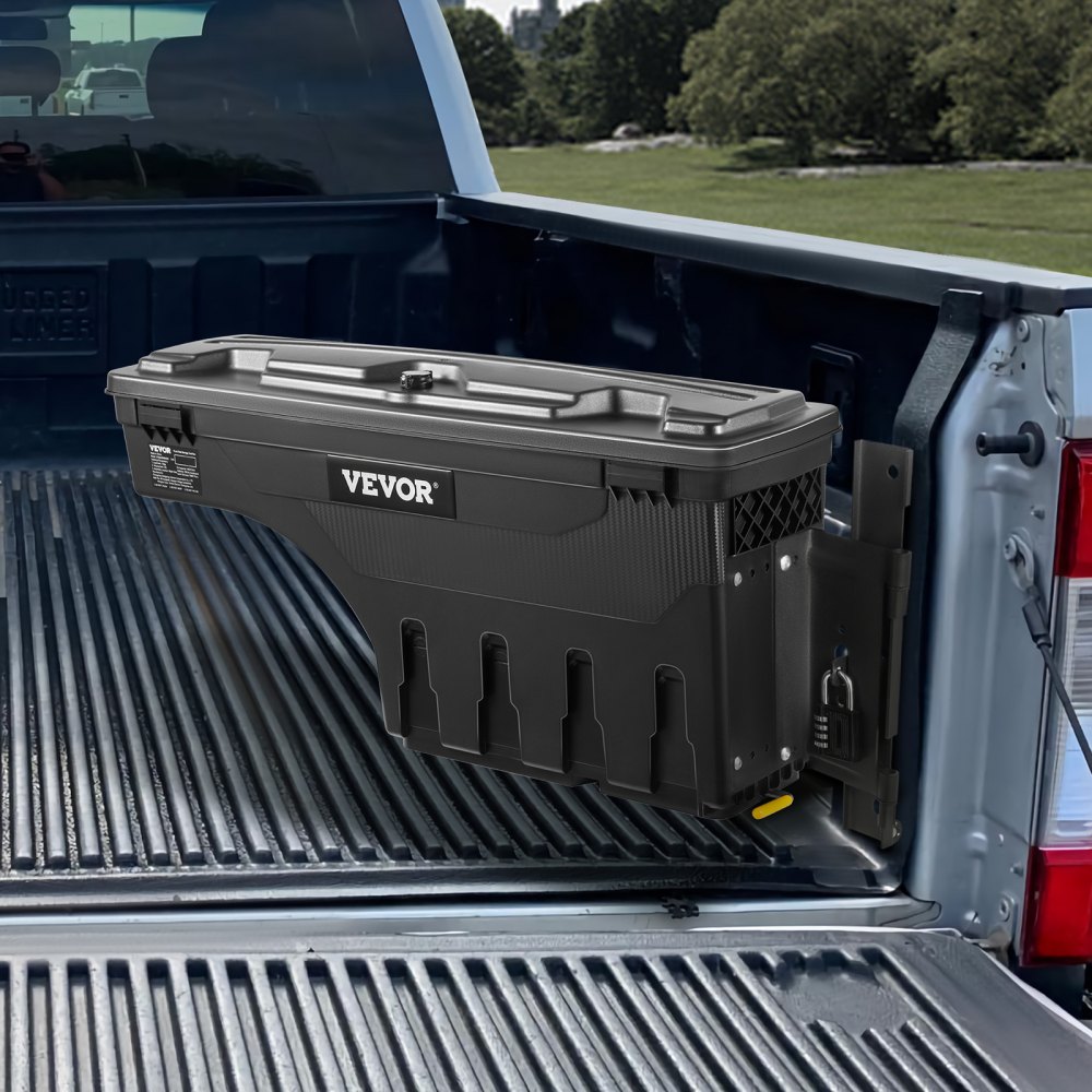 VEVOR Caja de Herramientas para Camión 25 L ABS Caja de Almacenamiento con Cerradura y Llave para Almacenamiento de Volcado de Coche, Compatible con Super Duty 2017-2021, Lado del Pasajero, Negro