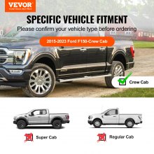 VEVOR 2 estribos de 6.5 pulgadas compatibles con Ford F150-Crew Cab 2015-2023/Ford F-250 F-350 Super Duty Crew Cab 2015-2023, barras laterales de acero inoxidable 201, capacidad de carga 500 libras