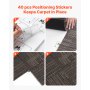 VEVOR Losetas de Alfombra Reutilizables de 609,6 x 609,6 x 6 mm, 24 uds, Alfombra Modular Cuadrada, Suave, Acolchada, sin Costuras, 9 m², para Sala de Estar, Dormitorio, Interior, Gris y Marrón