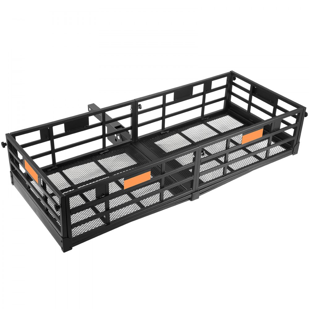 VEVOR Portador de Carga con Enganche 152,4 x 60 x 36,6 cm Tubo de Acero Receptor de 5 cm Portaequipajes con Canasta Plegable Carga de 226,8 kg con Estabilizador para Carga Trasera Camión SUV Viaje