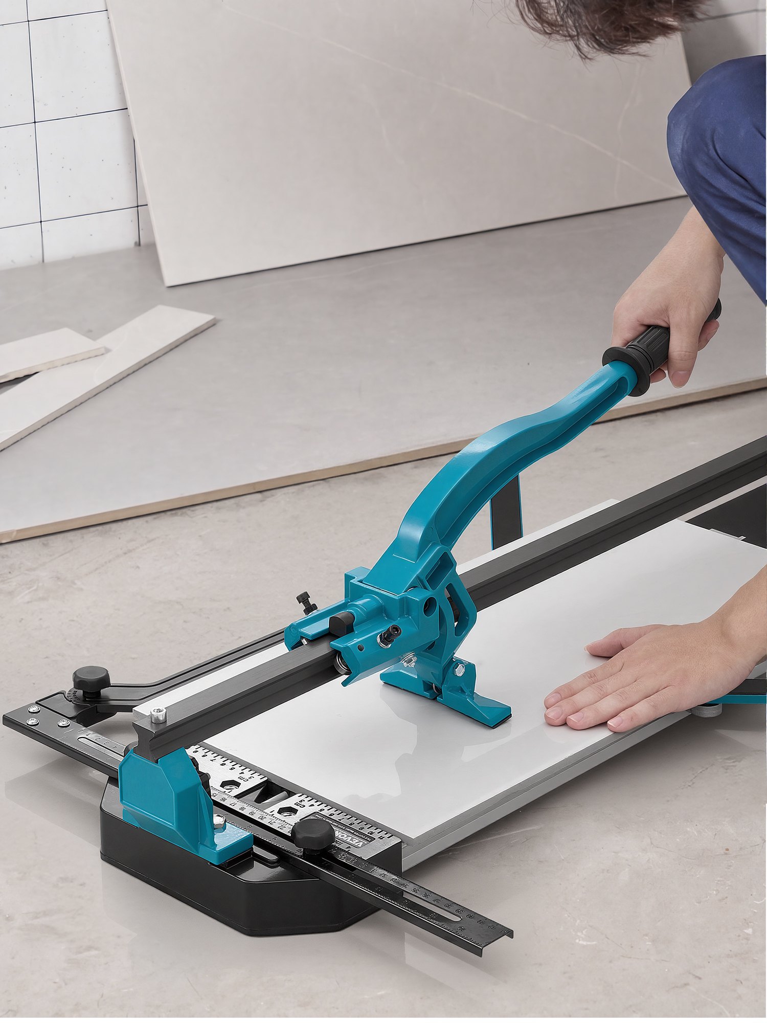 VEVOR Cortador de Azulejos 1000 mm Cortador Manual de Azulejos Muela de Corte de Carburo de Tungsteno Posicionamiento por Infrarrojos Pies Antideslizantes para Instaladores Profesionales Principiantes