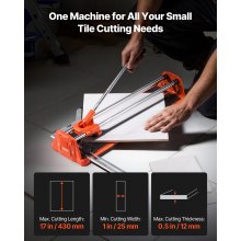 VEVOR Cortadora Manual de 43 cm para Azulejos de Pared y Pulidos, Rieles Dobles para Cortes Precisos, Rueda de Carburo de Tungsteno, Mango Antideslizante, Barra de Presión Antidesplazamiento