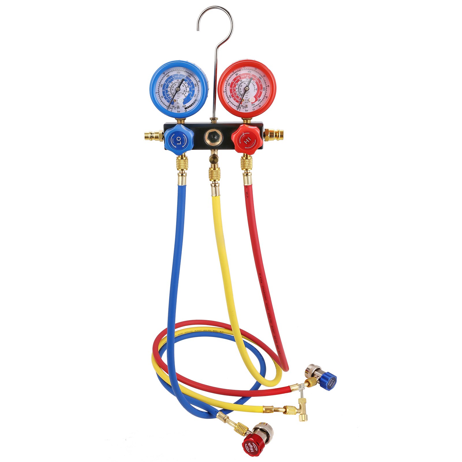 VEVOR Bomba de Vacío para Aire Acondicionado 100 L/min Bomba de Vacío HVAC 150 W con Kit de Manómetro y Manguera de Goma Tricolor 1440 rpm Bolsa de Transporte para R134a Aire Acondicionado de Coche