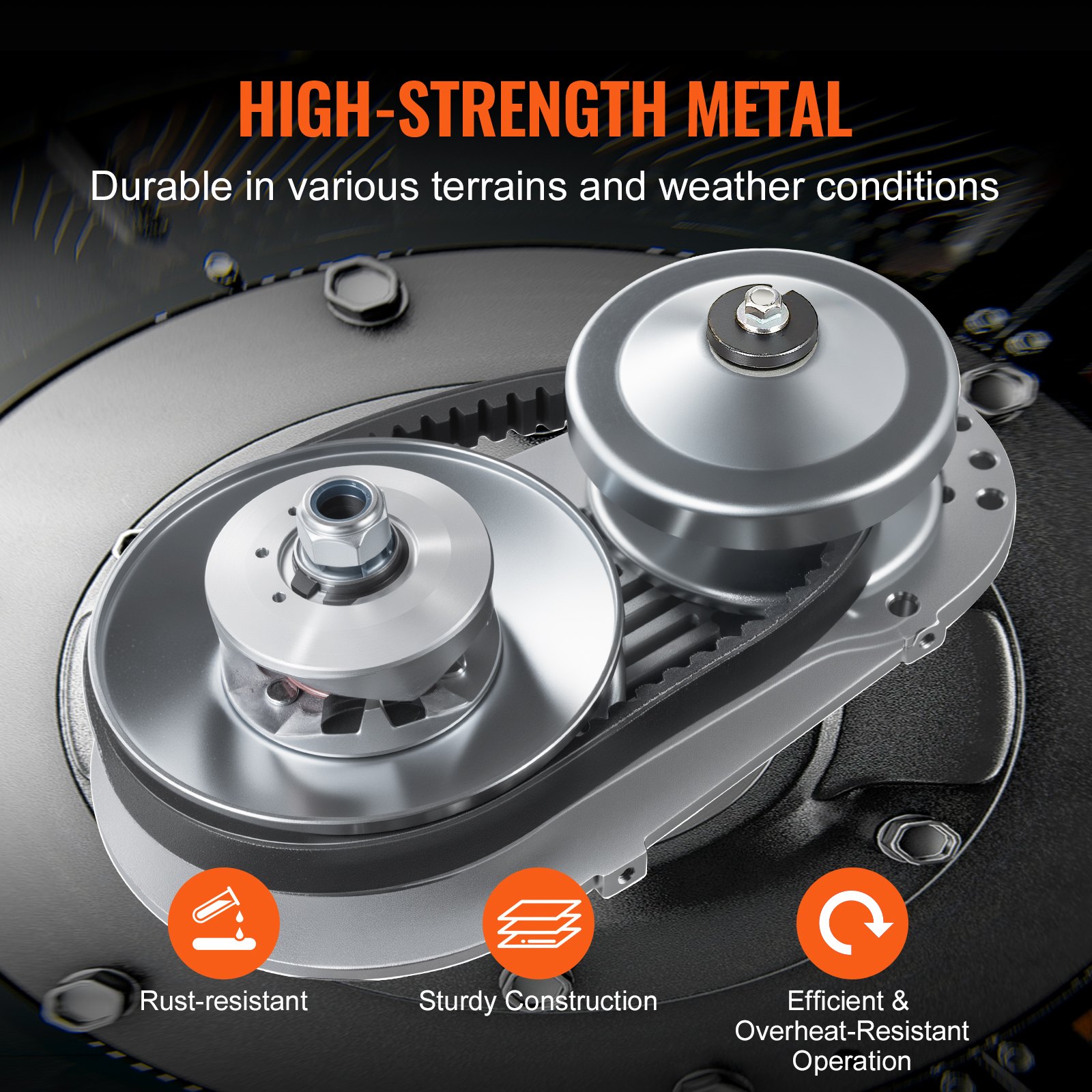 VEVOR Embrague de Transmisión Compatible con Motor de 2-8 HP, Kit de Embrague de Alta Resistencia 2000 RPM, con Ruedas de Diseño Asimétrico y Correa de Goma, para Mini Moto, 320 x 170 x 230 mm