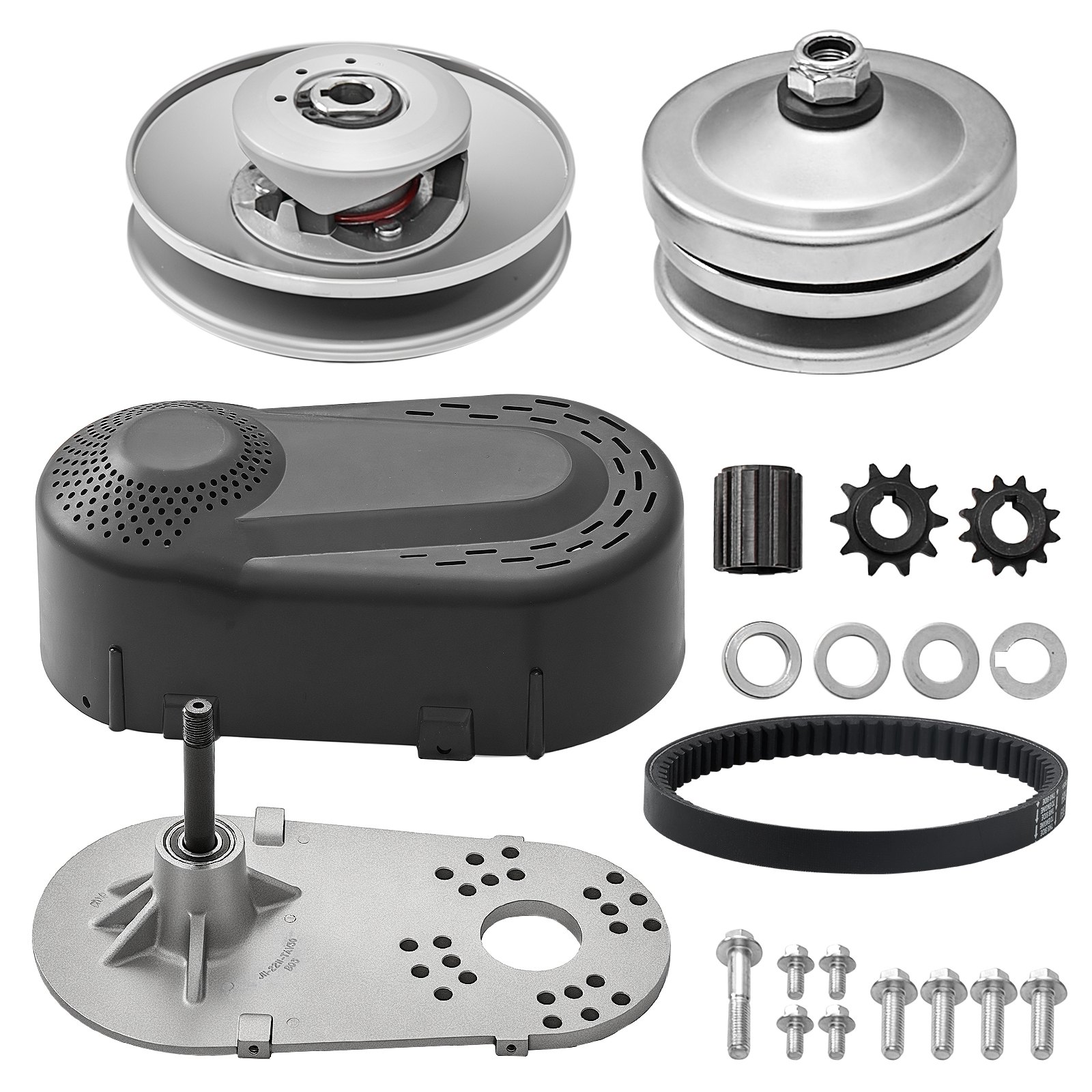 VEVOR Embrague de Transmisión Compatible con Motor de 2-8 HP, Kit de Embrague de Alta Resistencia 2000 RPM, con Ruedas de Diseño Asimétrico y Correa de Goma, para Mini Moto, 320 x 170 x 230 mm