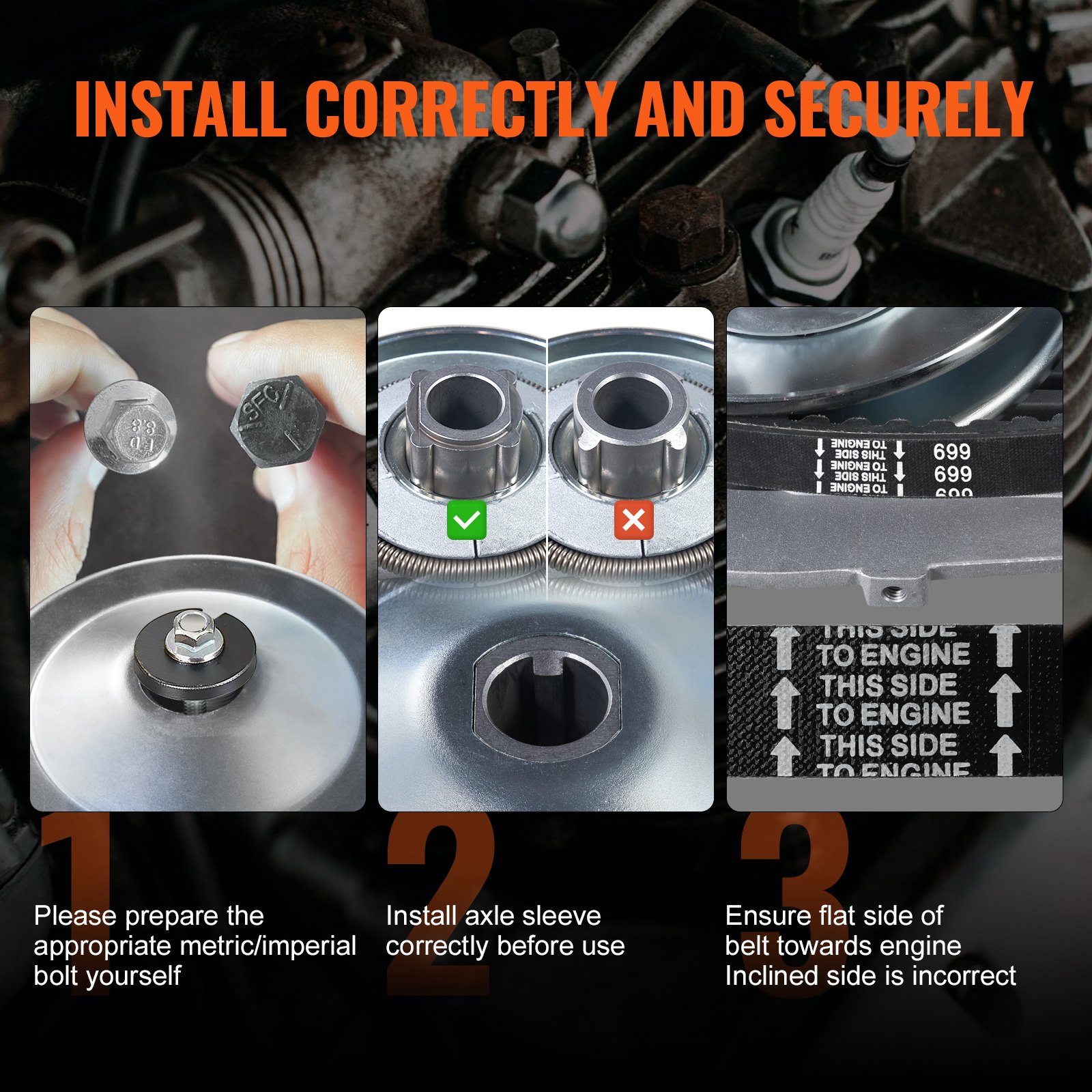 VEVOR Embrague de Transmisión Motor de 2 a 8 HP Embrague de Transmisión de Alta Resistencia 2000 RPM con Ruedas de Diseño Asimétrico y Correa de Goma Embrague Resistente y Duradero para Varios Motores