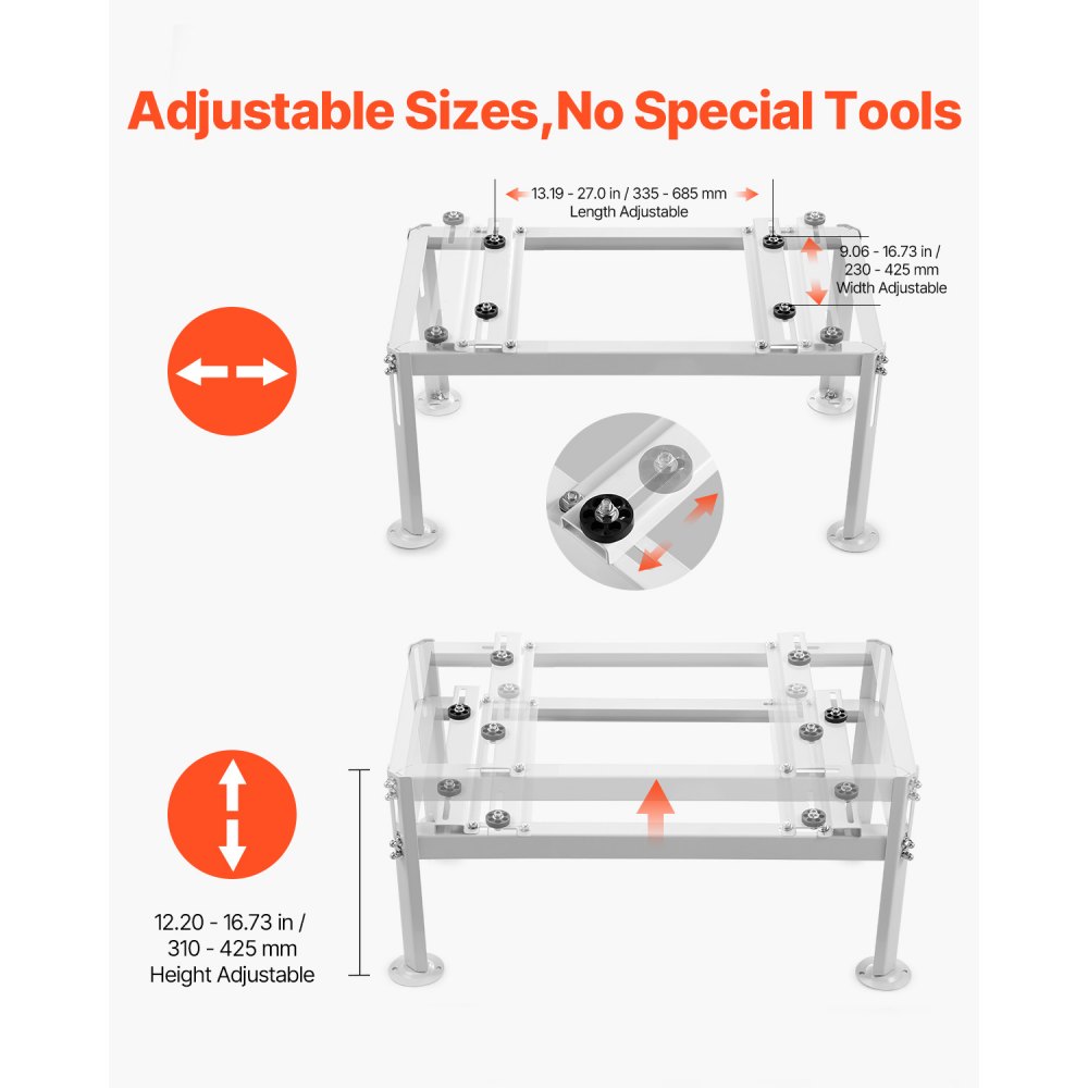 VEVOR Soporte de Suelo para Minisplit Ajustable y Antivibración para Aire Acondicionado sin Conductos 9000-24000 BTU Soporte de Base Resistente Capacidad de Carga Máxima de 200 kg, 85 x 43 x 60 cm