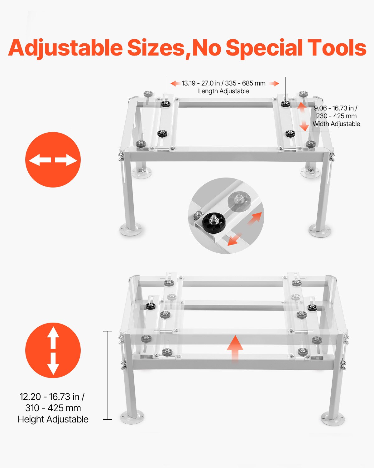 VEVOR Soporte de Suelo para Minisplit Ajustable y Antivibración para Aire Acondicionado sin Conductos 9000-24000 BTU Soporte de Base Resistente Capacidad de Carga Máxima de 200 kg, 85 x 43 x 60 cm