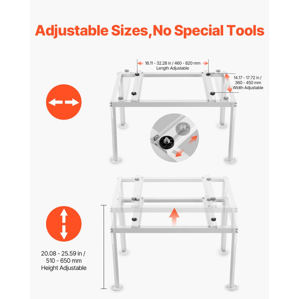 VEVOR Soporte de Suelo para Minisplit Ajustable y Antivibración para Aire Acondicionado sin Conductos 9000-36000 BTU Soporte de Base Resistente Capacidad de Carga Máxima de 300 kg, 100 x 55 x 60 cm