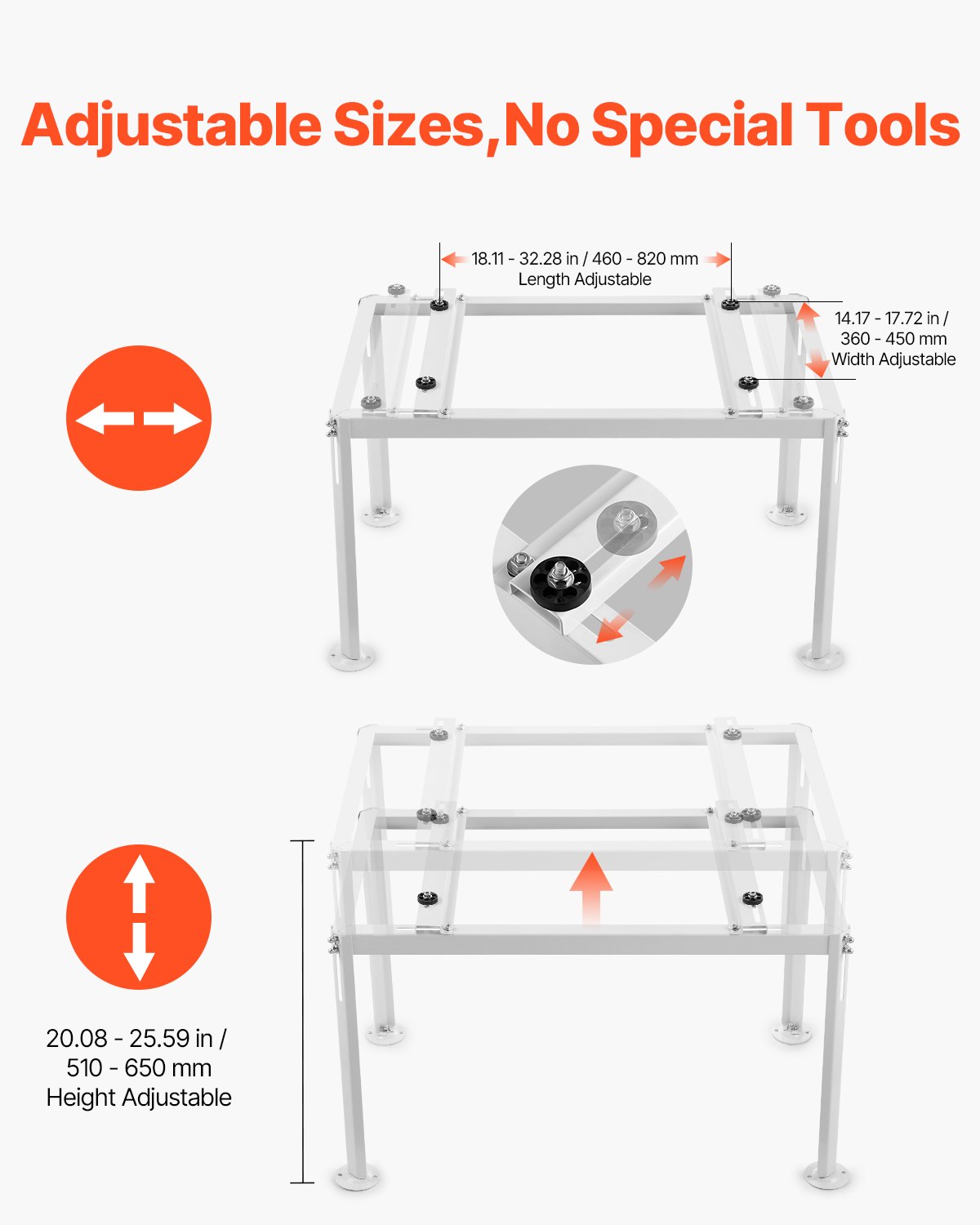 VEVOR Soporte de Suelo para Minisplit Ajustable y Antivibración para Aire Acondicionado sin Conductos 9000-36000 BTU Soporte de Base Resistente Capacidad de Carga Máxima de 300 kg, 100 x 55 x 60 cm