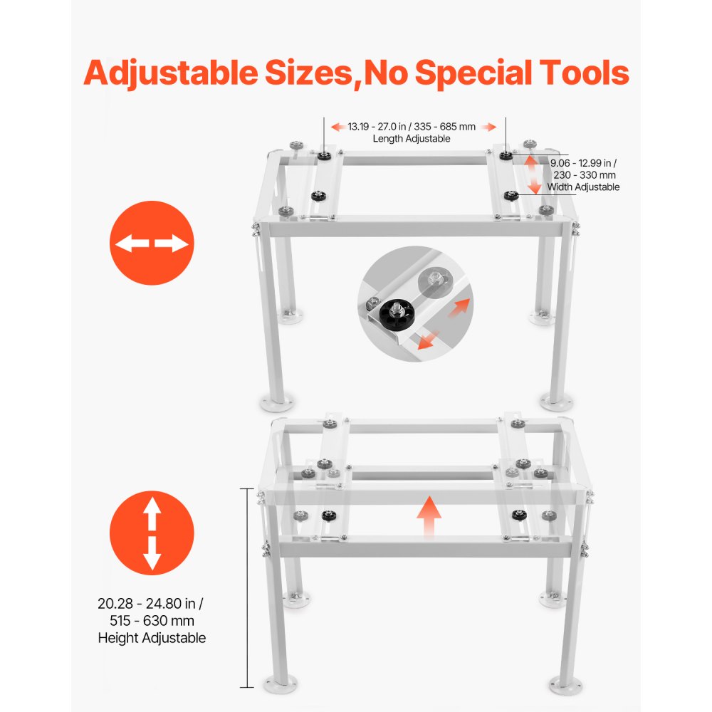 VEVOR Soporte de Suelo para Minisplit Ajustable y Antivibración para Aire Acondicionado sin Conductos 9000-18000 BTU Soporte de Base Resistente Capacidad de Carga Máxima de 200 kg, 85 x 43 x 60 cm
